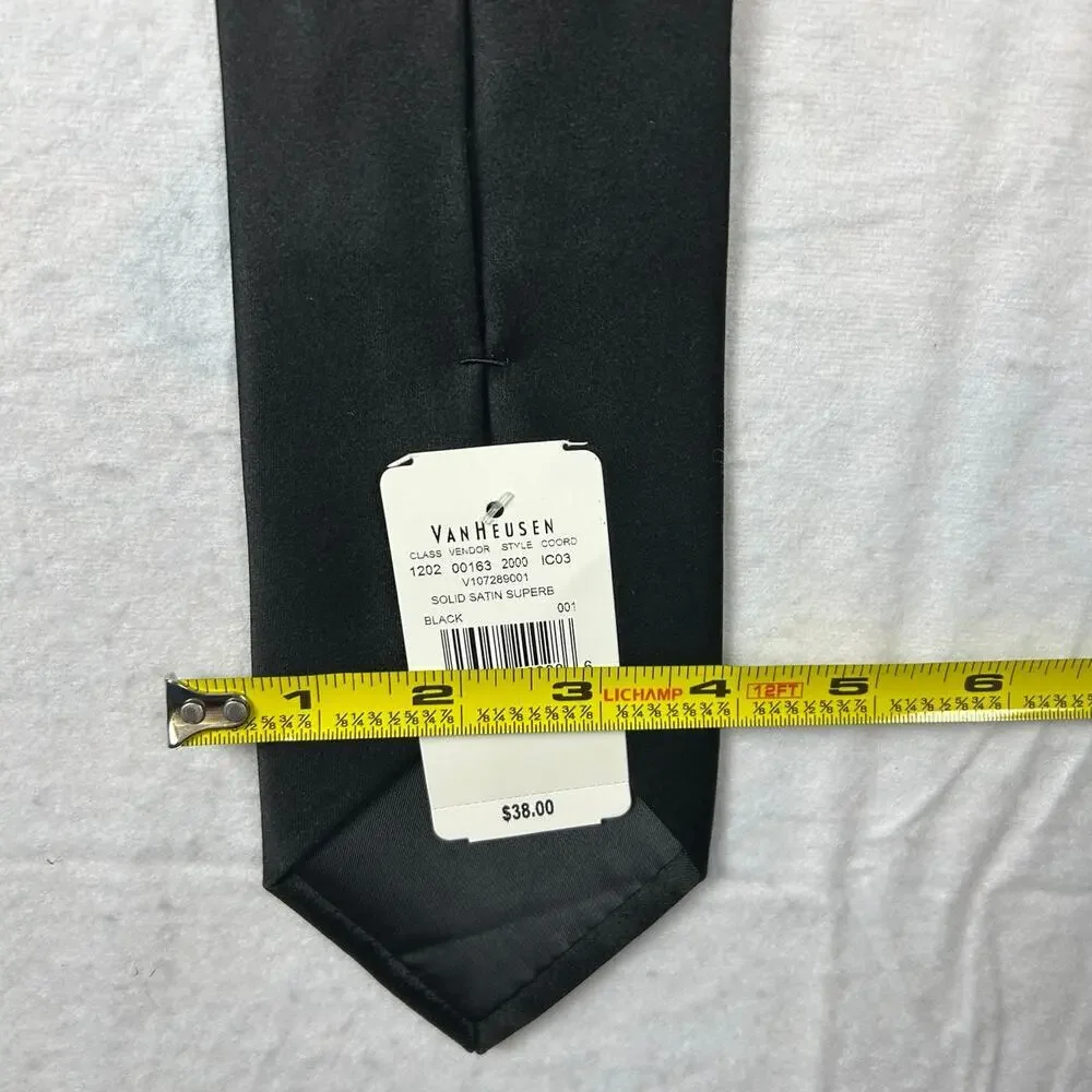Van Heusen Solid Black Satin Tie NWT V10759001, Necktie for Men, 4 Inch Wide